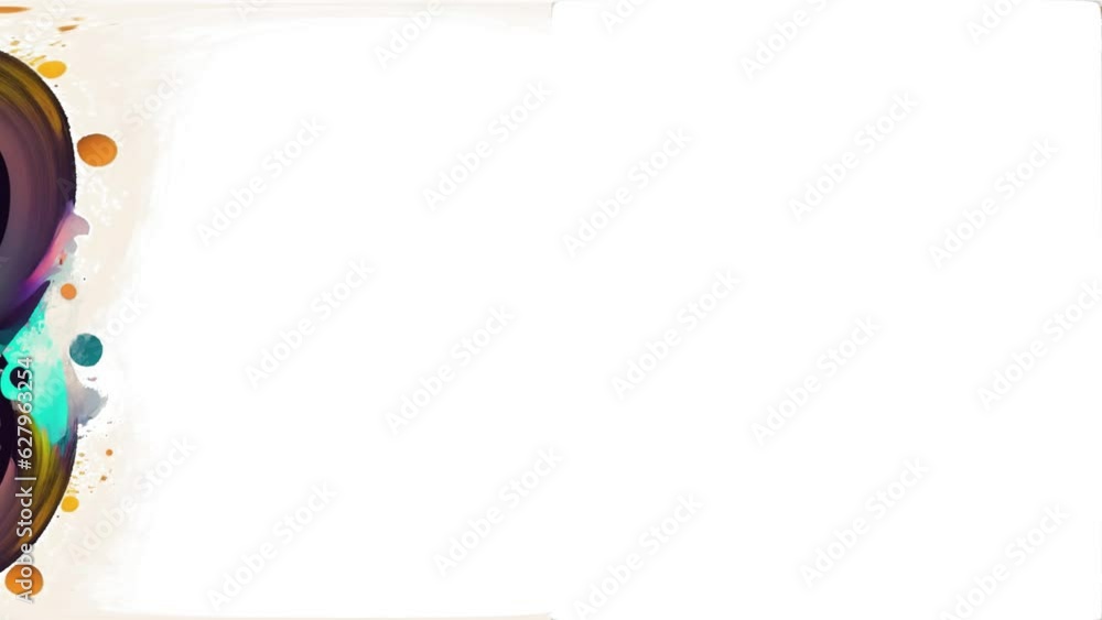 Animated rotating gradient colorful objects and some random melting on a white background