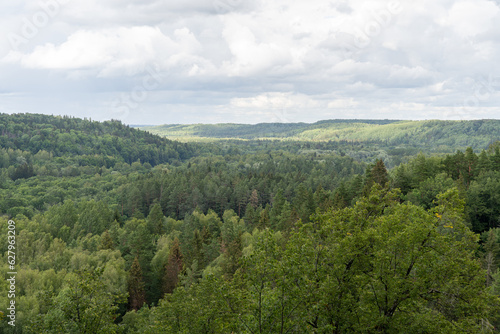 View from Paradizes kalns or Gleznotajkalns over Gauja Valley in Sigulda, Latvia