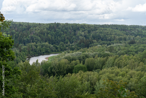 View from Paradizes kalns or Gleznotajkalns over Gauja Valley in Sigulda, Latvia photo