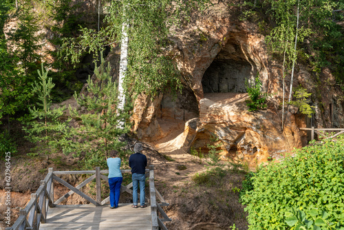 Lustuzis sandstone cliff in Ligatne, Latvia photo