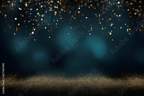 abstract glitter vintage abstract lights background. gold, silver, blue and black. de-focused, AI generate © Black Pig