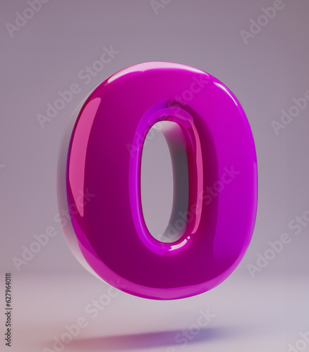 3d render Purple zero number MADE OF AI