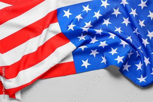 Flag of USA on grey background