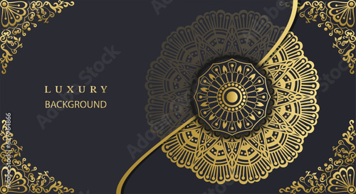 Magnificent golden ornamental mandala design background. Beautiful invitation card with floral mandala. Decorative golden floral ornamental mandala 