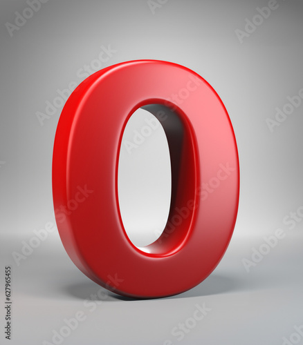 3d render red zero number MADE OF AI