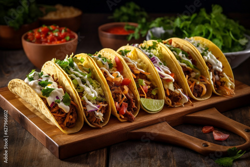 Delicious soft shell tacos photo