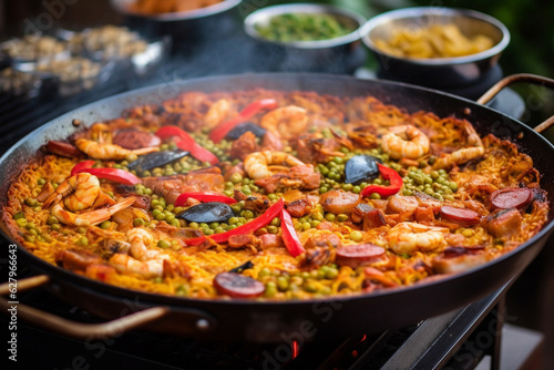 Delicious traditional spanish paella with seafood