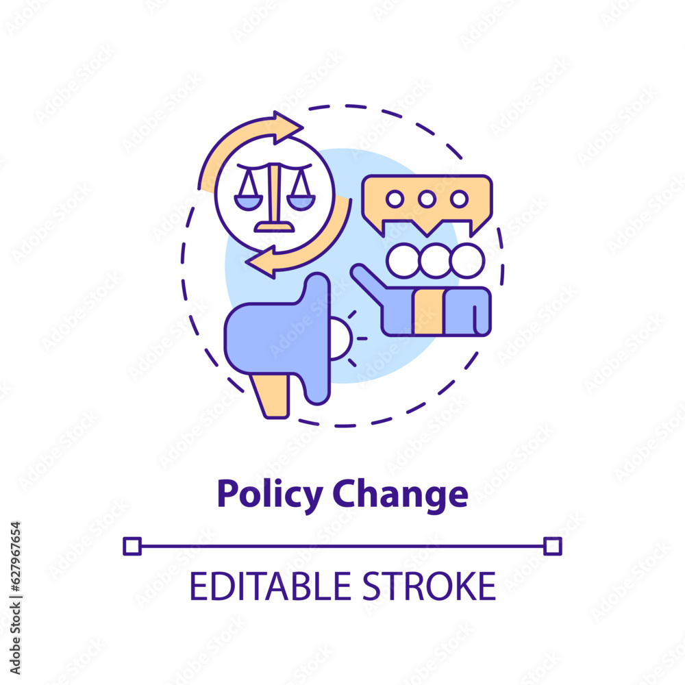 Editable policy change icon concept, isolated vector, lobbying government thin line illustration. Editable policy change icon concept, isolated vector, lobbying government thin line illustration.