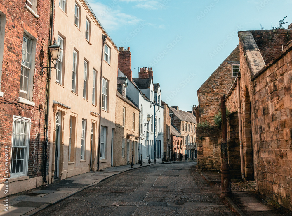 The street view of the townhouses and avenue of the old town of Durham The street view of the townhouses and avenue of the old town of Durham