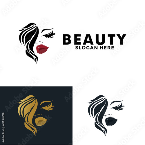 Beauty logo salon and hair treatment logo design, Beauty woman fashion logo template