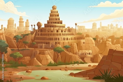Tapety artystyczne Ancient Babylon with Babel tower