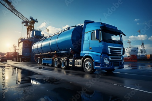 Blue Tanker for Fuel and Petroleum Transport. AI