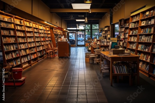 bookstore with classic design. clasic library. Generative AI © danin