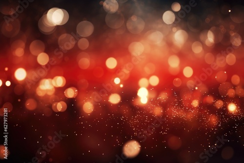 Abstract red bright light glittering bokeh blur background. Generative AI