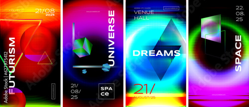 Futuristic Y2K gradient design retro groove vibrant back to the future theme collection