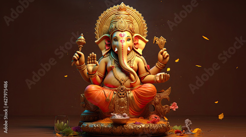  A Lord Ganesha for Ganesh Chaturthi. The sacred object of the Hindus. Generative Ai photo