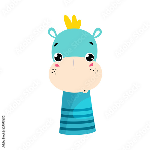 Hippo Finger Toy and Puppet for Entertainment Play Vector Illustration