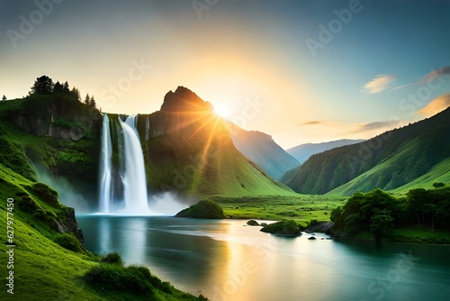 waterfall in the mountains © DracolaX
