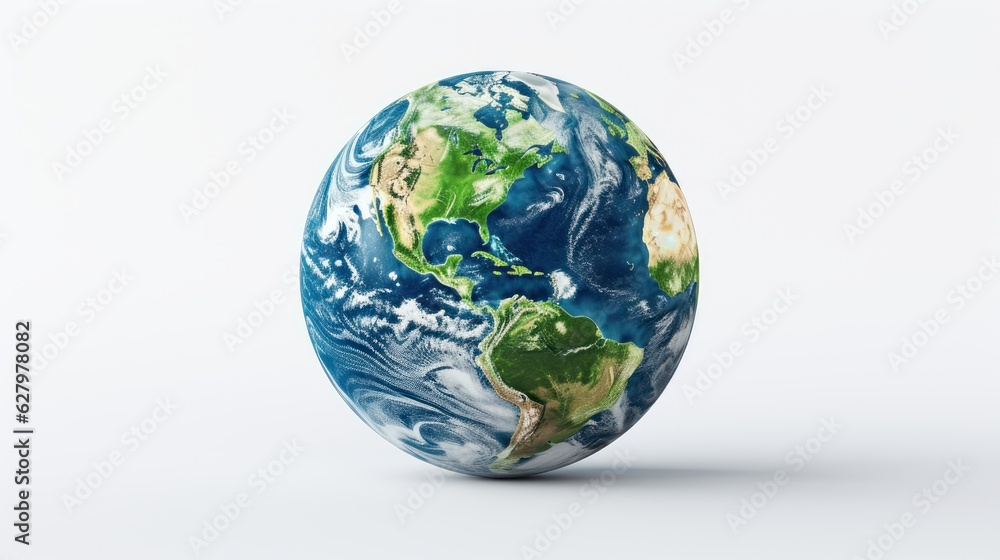 Earth on White Background, Save the World, Earth day, Environment Day. Generative AI Earth on White Background, Save the World, Earth day, Environment Day. Generative AI