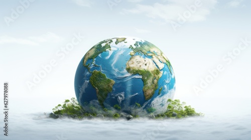 Earth on White Background, Save the World, Earth day, Environment Day. Generative AI