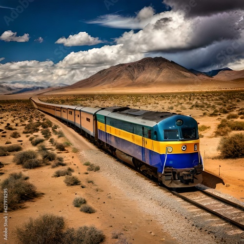 train passing through desert