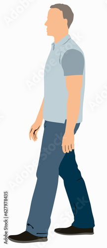 Man in casual walking on isolated white.