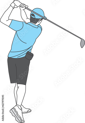 Back view of golfer swinging a driver