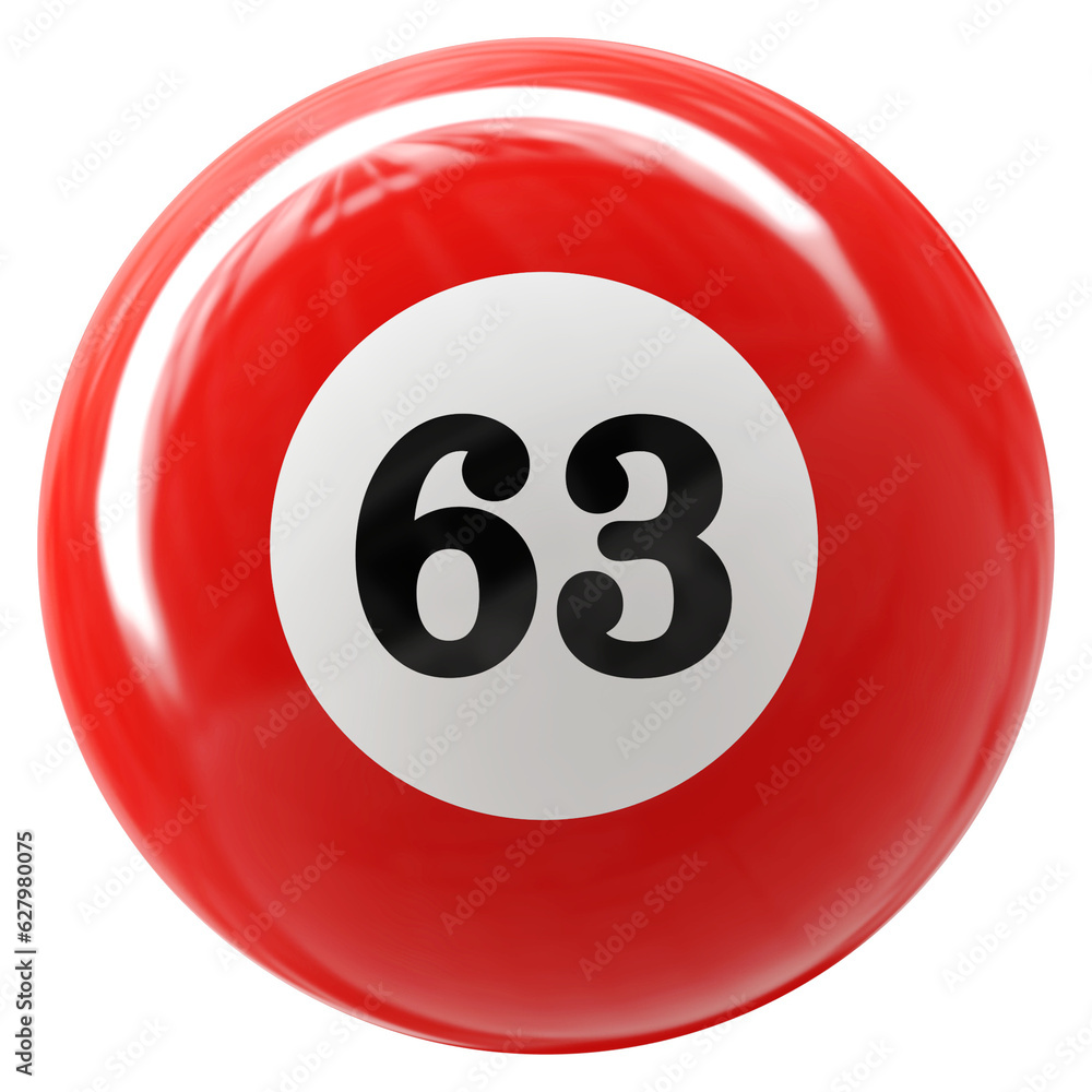 63 Number 3D Ball Red