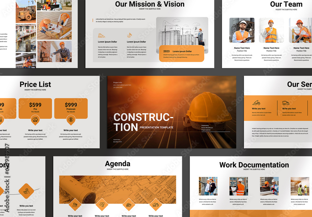 Construction Presentation Template Stock Template | Adobe Stock