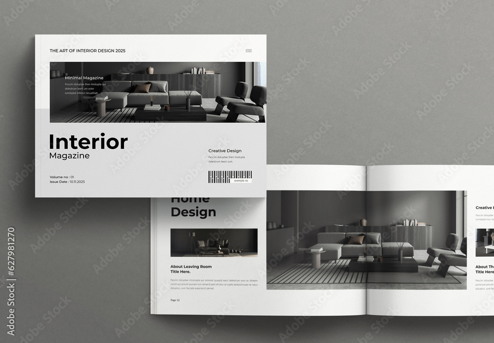 Interior Magazine Template Design Layout Landscape Stock Template