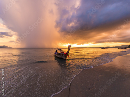 long-tail boat at Poda beach in Thailand © Netfalls