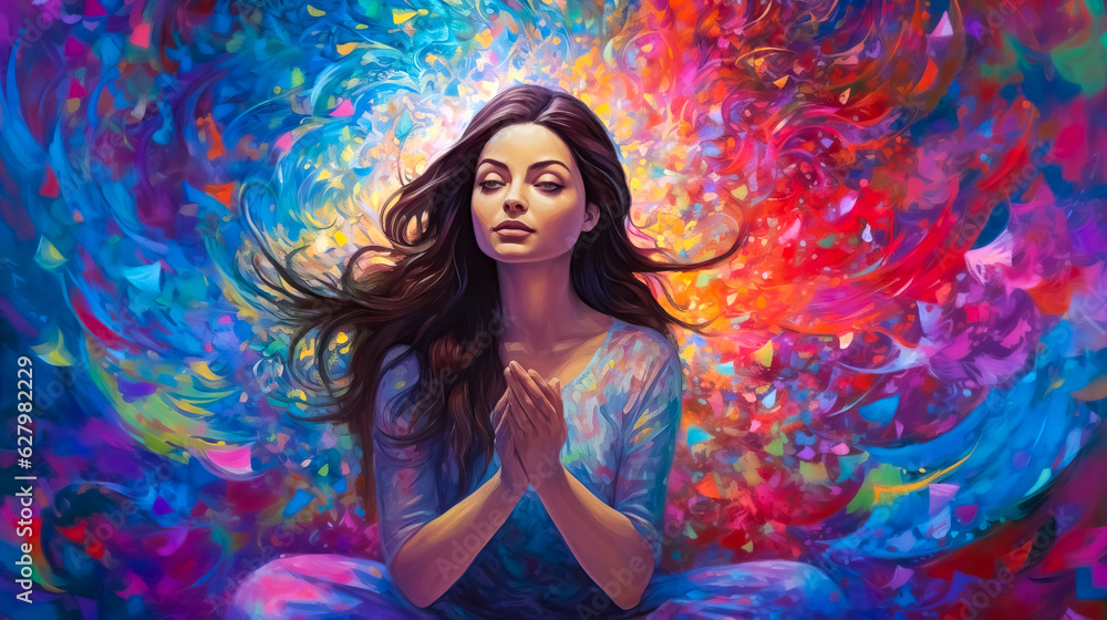 portrait of beautiful woman in meditation portrait of beautiful woman in meditation