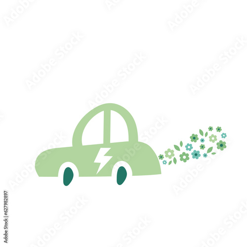 electric powered car. save the nature. green environment. Earth Day