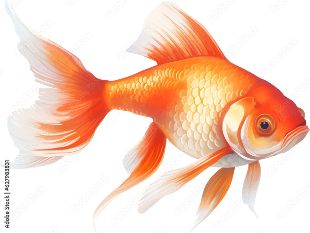 Fototapeta premium goldfish figure body style white background. 