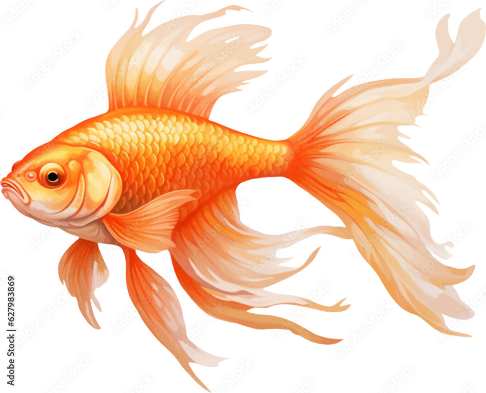 Fototapeta premium goldfish figure body style white background. 