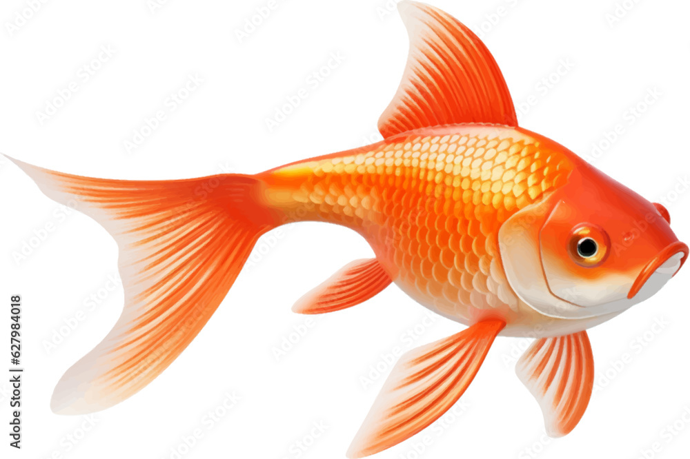 Fototapeta premium goldfish figure body style white background. 