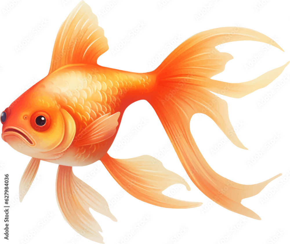 Fototapeta premium goldfish figure body style white background. 