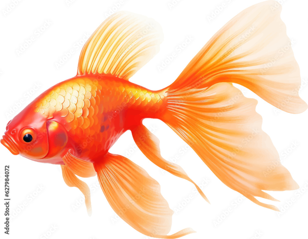 Fototapeta premium goldfish figure body style white background. 