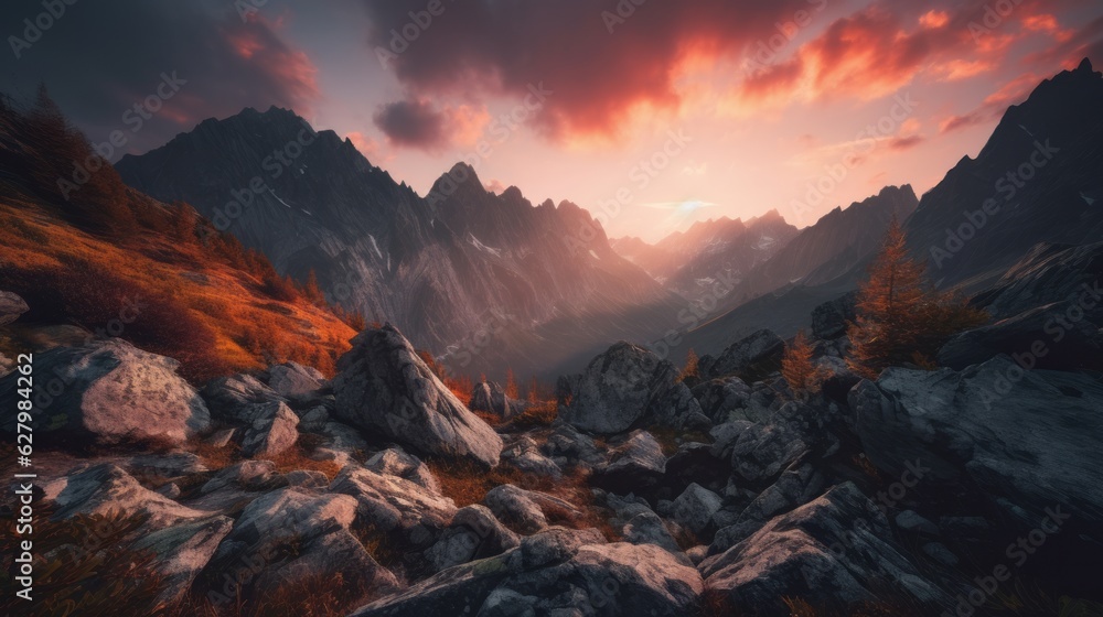 Stunning Landscape Image of a Mountain Range - AI Generated