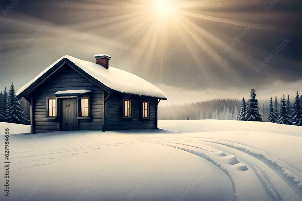 house in the snow