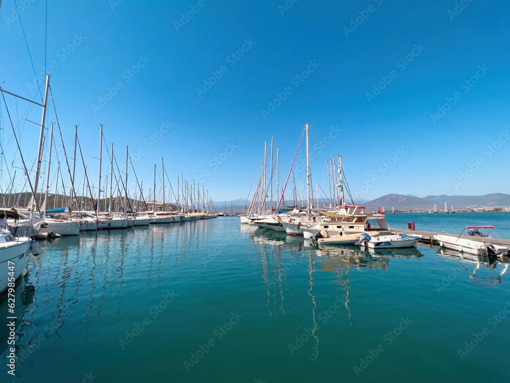 Marina in Fethiye, Turkey on a sunny day