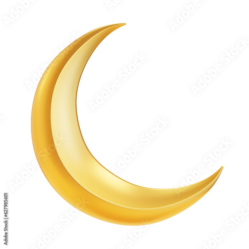 Fotografia, Obraz 3D Golden Metallic Crescent Moon