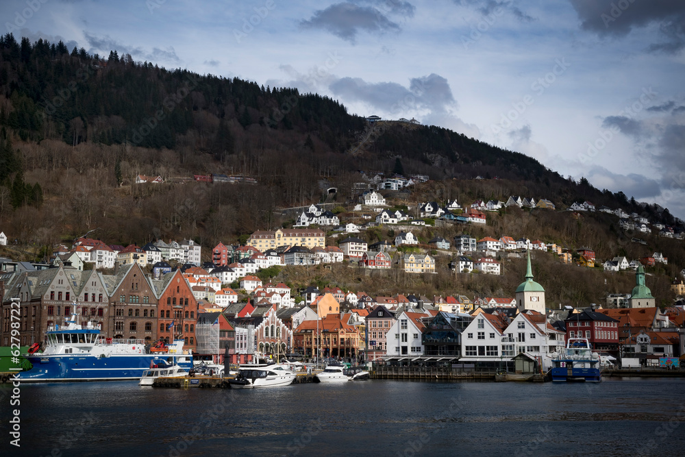 The popular Bryggen waterfront in Bergen in Norway