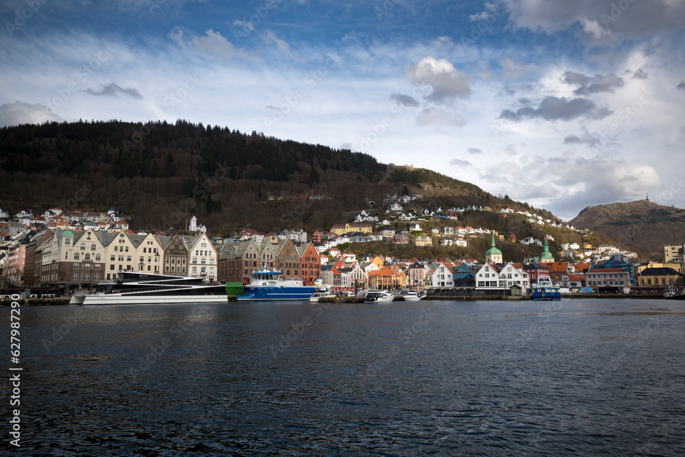 View across the water of Bergen in Norway