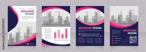Home builder company blank brochure design. General contractor. Template set with copy space for text. Premade corporate reports collection. Editable 4 paper pages. Myriad Pro, Heebo fonts used