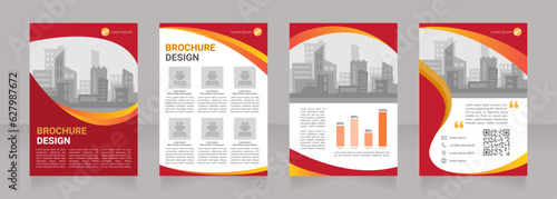 Architecture and design firm blank brochure design. Representation. Template set with copy space for text. Premade corporate reports collection. Editable 4 paper pages. Myriad Pro, Heebo fonts used