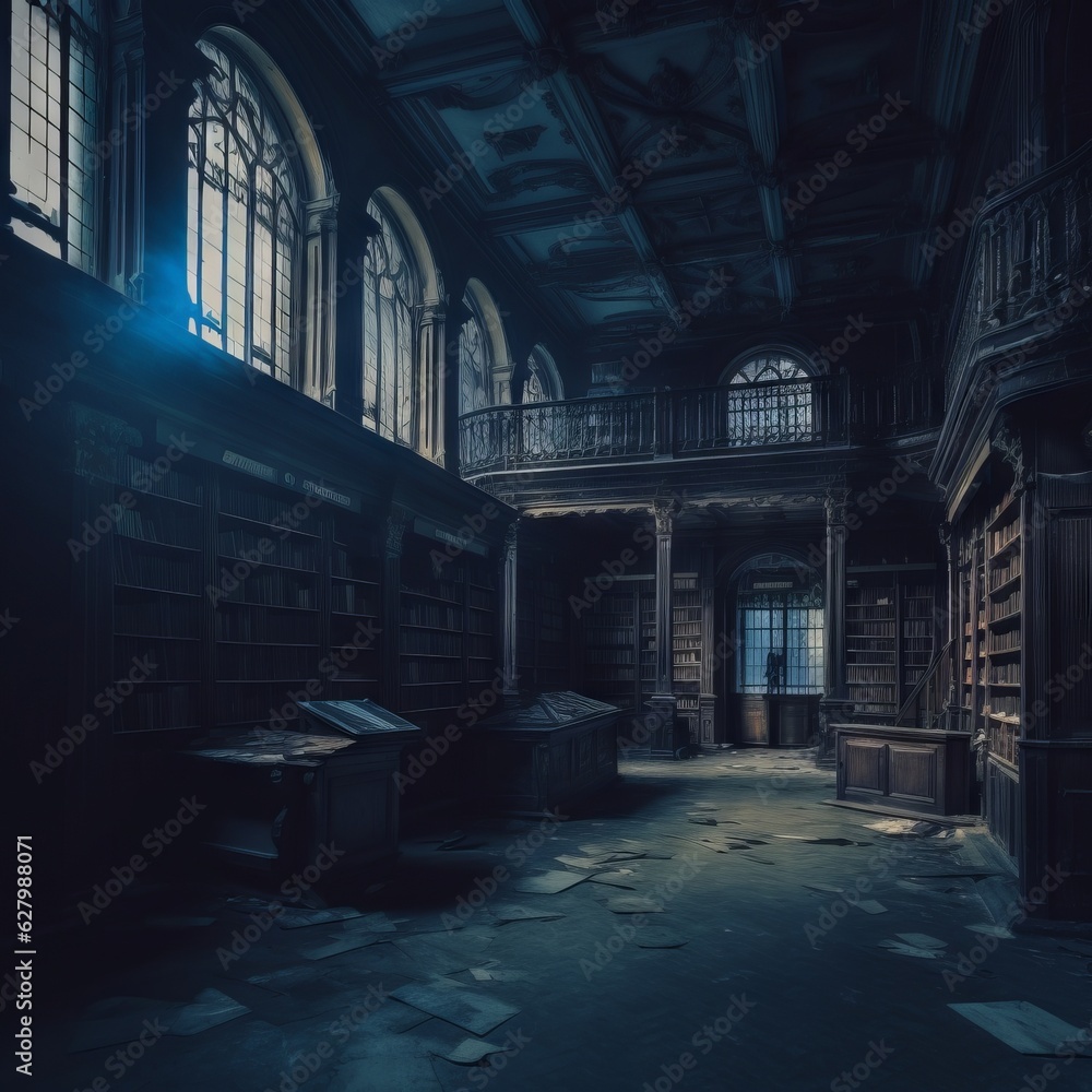 Haunted Library - AI Generated