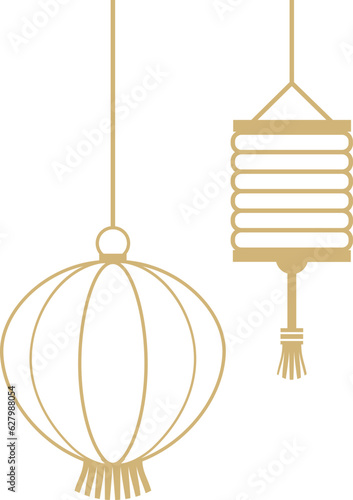 Red lantern. Chinese or Japanese new year decoration and lunar new year. Isolated vector illustration template design.