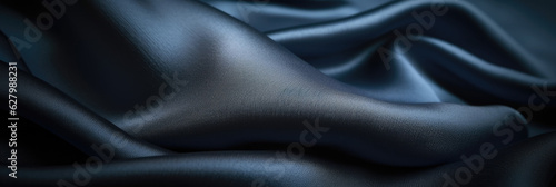 A closeup of a blue satin fabric - Generative AI