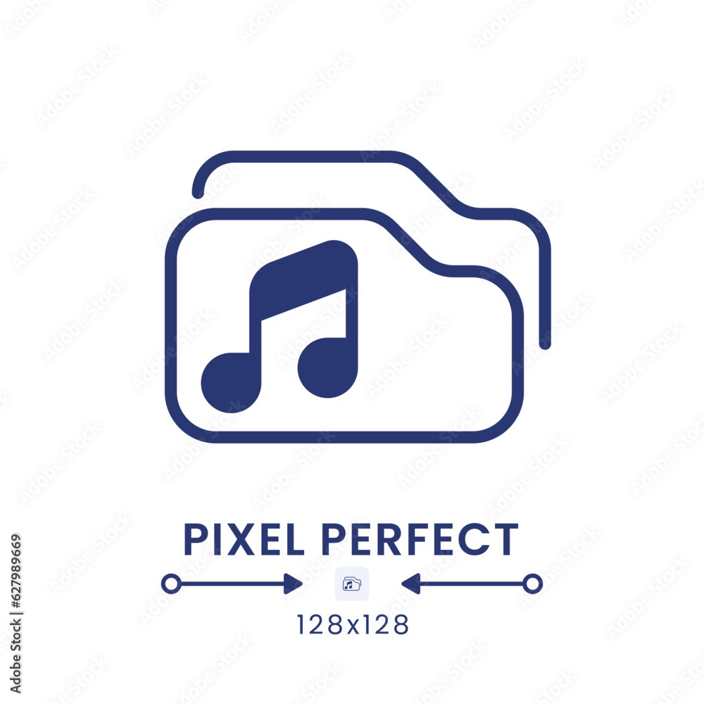 Music playlist black solid desktop icon. On-demand listening. Offline playback. Pixel perfect 128x128, outline 4px. Silhouette symbol on white space. Glyph pictogram. Isolated vector image Music playlist black solid desktop icon. On-demand listening. Offline playback. Pixel perfect 128x128, outline 4px. Silhouette symbol on white space. Glyph pictogram. Isolated vector image